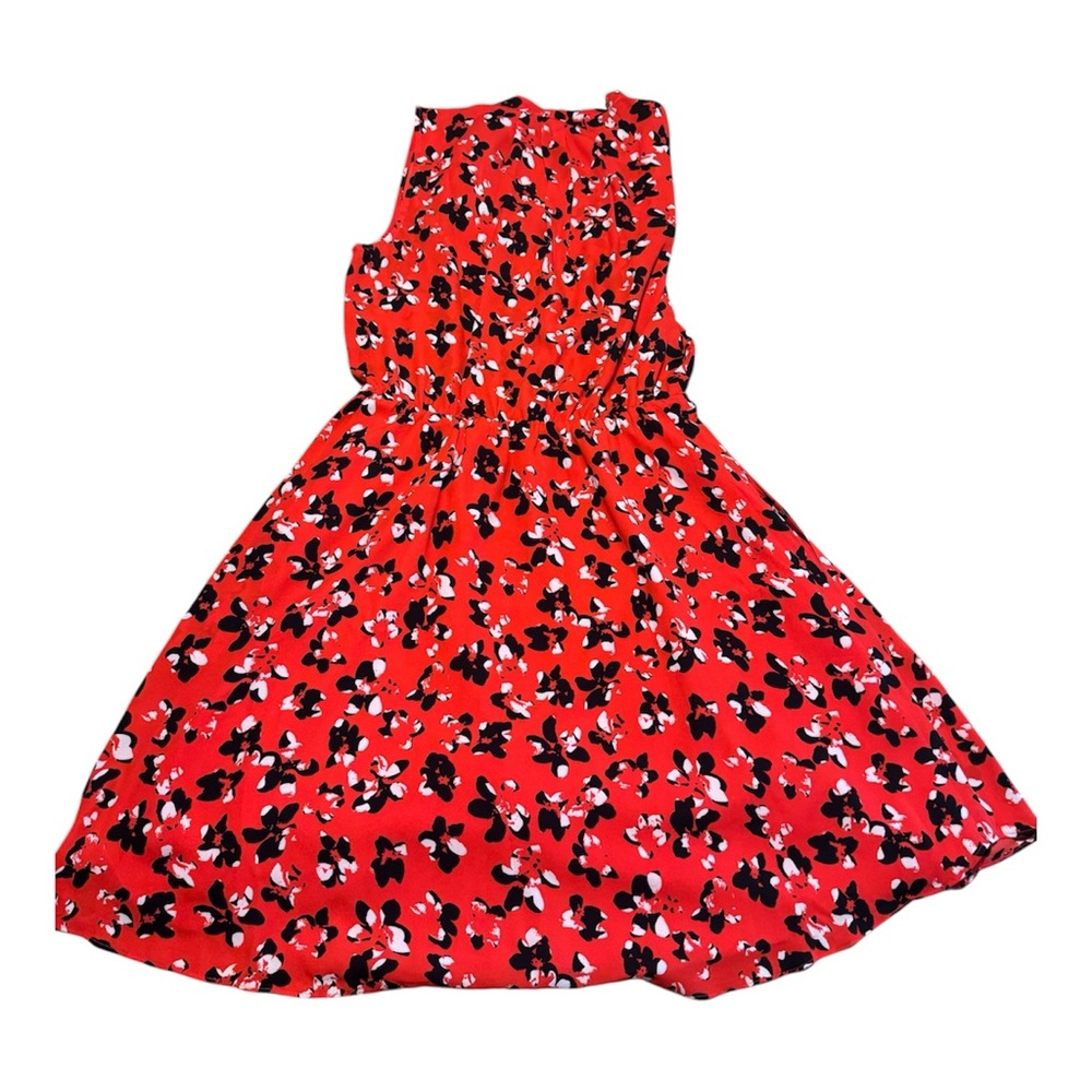 Banana Republic Red Floral Sleeveless Dress Size Small Lined Elastic Waist Midi - Picture 2 of 4